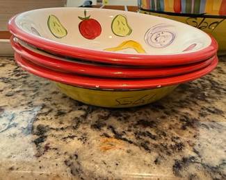 Hand-Painted Ceramic Vegetable Serving Bowls