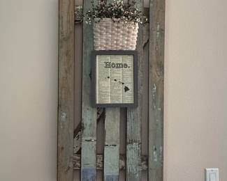 Rustic Wood Wall Decor with "Home" and Hawaii Map