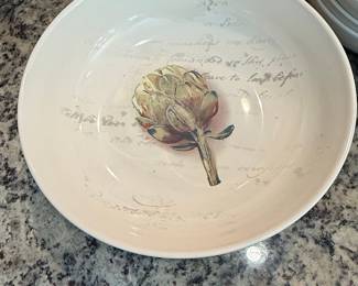 SCM Home Stoneware Serving Bowl with Artichoke Design