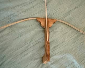 Handmade Wooden Toy Crossbow with Soft Tip Projectile