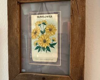 Framed Sunflower Seed Packet Art