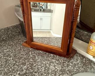 Vintage Wooden Tabletop Vanity Mirror