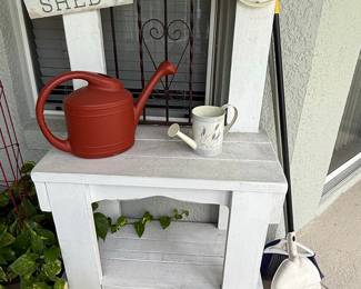 Garden Decor Set: Watering Cans, Sign, Thermometer, Broom & Dustpan
