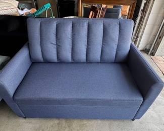 Blue Fabric Loveseat Sleeper Sofa
