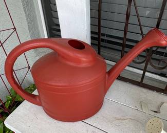 Red Plastic Watering Can