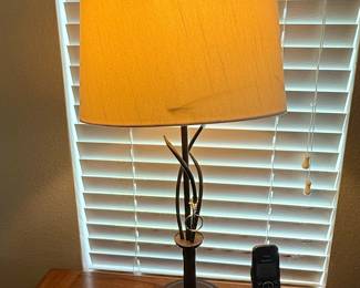 Forged Iron Twisted Stem Table Lamp with Linen Shade
