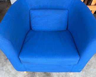 Blue Upholstered Barrel Armchair