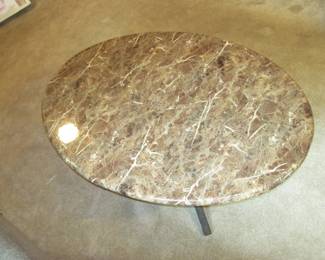 Oval Faux Marble, Metal Base Coffee Table