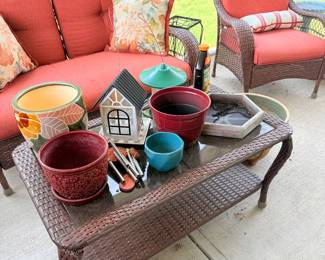 Birdfeeders and pots