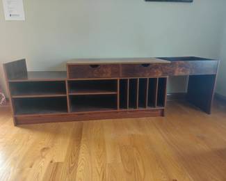 015 – Expanding Danish Rosewood Mid-Century Modern Media Console 62" W × 20" D × 24" H