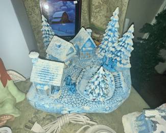 BLUE CERAMIC CHRISTMAS SCENE