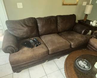 NIALHEAD TRIMMED SUEDE SOFA
