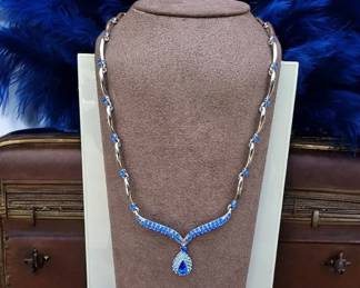021 Royal Blue Pear Drop Wave Necklace