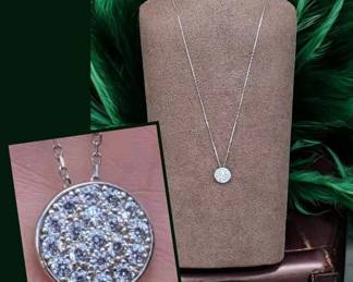 063 Sterling Silver Disc Pendant Necklace Tested