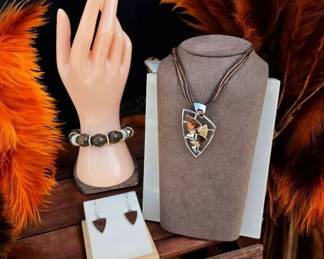 029 Rustic Western Geometric Necklace, Earrings Bracelet