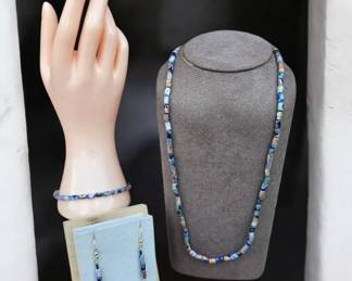 002 Lapis Luzuli Necklace, Bracelet Earring Set