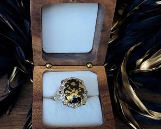 086 Retired Michael Valitutti Sterling Silver Hematite Cocktail Ring