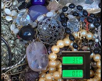 118 Broken Tangled Jewelry 3.6 Pounds Single Earrings Missing Stones Etc.