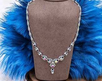 098 Iridescent Aurora Borealis Crystal Necklace
