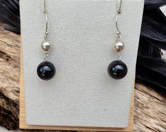 056 Sterling Silver Black Onyx Earrings Tested