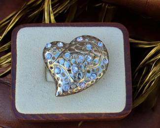 012 Heart Statement Ring With Pave Crystals Adjustable