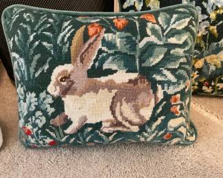 rabbit needle point pillow 