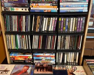 Lots of DVDs, cds, vhs, cassette tapes