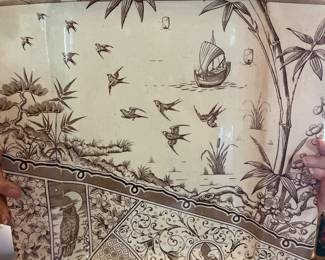  antique Victorian Aesthetic Movement brown transferware platter