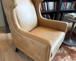 Button-Tufted Leather Wingback Accent Chairs -set of 2