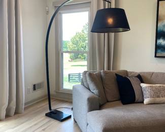 Willo Metal Arch Floor Lamp with Black Linen Shade by Article