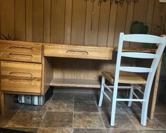Solid Wood Computer Desk w/ Chair