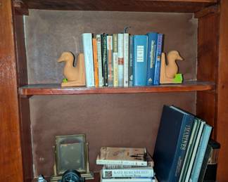 book ends, clock, frame