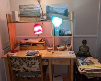 desk, chair