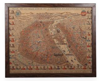 20th Century Framed Map of Paris After the 1690 Original