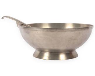 Bankatina Hand-Wrought Indonesian Metal Punch Bowl and Ladle Set