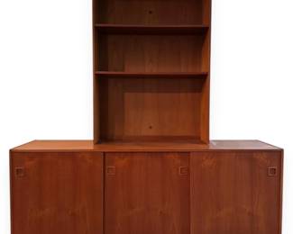 Two Piece Danish Modern Teak Wall Unit in the Style of Domino Mobler