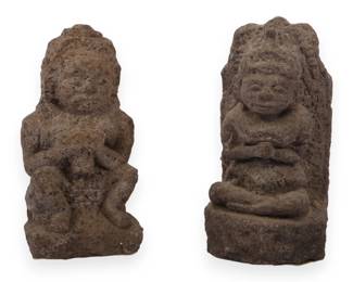 A Pair of Javanese Style Carved Volcanic Stone Figures