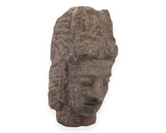 Southeast Asian Carved Volcanic Stone Head of a Deity