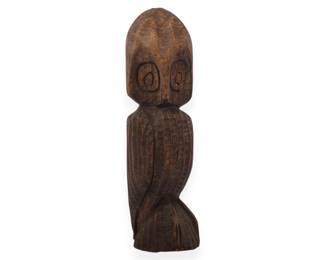 Mid-century Hand-Carved Hardwood Owl Figure