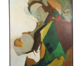 Martha Norton, Mid-Century Modern Abstract Figurative Composition, Oil on Canvas