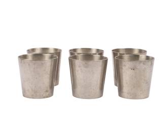Set of Six Indonesian Hand-Wrought Banka Tin Pewter Tumblers