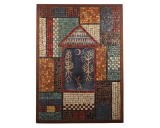 David Holleman Mid-Century Modern Ceramic Mosaic and Sgraffito Wall Panel
