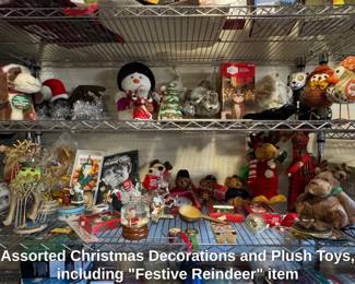 Assorted Christmas Decorations and Plush Toys, including Festive Reindeer item