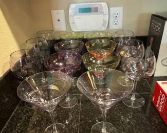 Assorted Colored Glassware Set with Spiral Martini Glasses second image