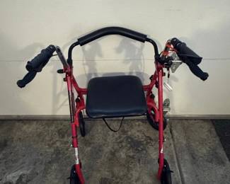 Red Wheel Rollator Walker with Seat