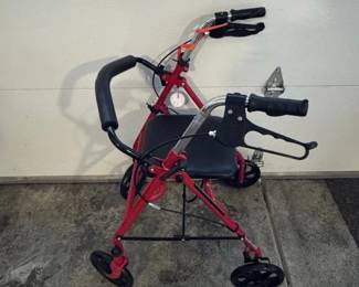 Red Wheel Rollator Walker with Seat second image