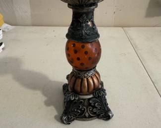 Ornate Amber Polka Dot Pillar Candle Holder