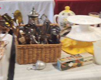 Utensils silver plated and wood handled vintage deviled egg trays and more vintage kitchen