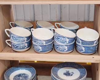 Currier and Ives dishes 89 pieces total