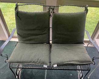 Woodard Briarwood Wrought Iron Glider Loveseat with Cushions